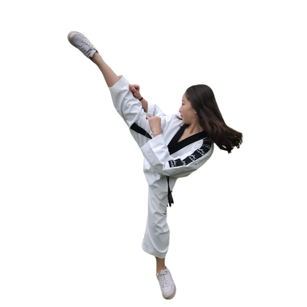 student turning kick side view